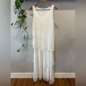 New Soft surroundings floaty layered silk chiffon maxi dress size S retail $150